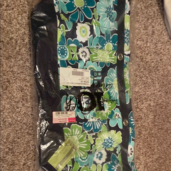 Floral Tote Bag with Blue and Green Accents - Picture 3 of 4